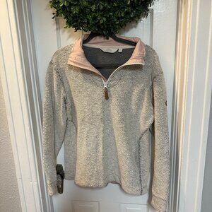 Trespass Cream & Gray Vneck 1/4 Zip w/Pink Lining-Size Large